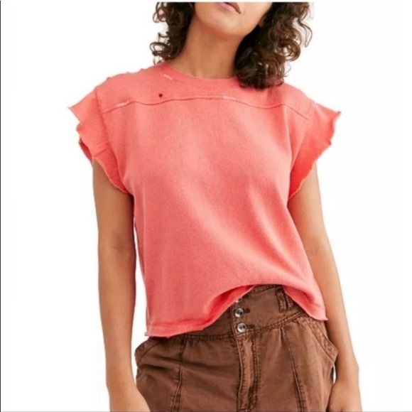 FREE PEOPLE We The Free Warrior Distressed Raw Hem Tee - Picture 1 of 11